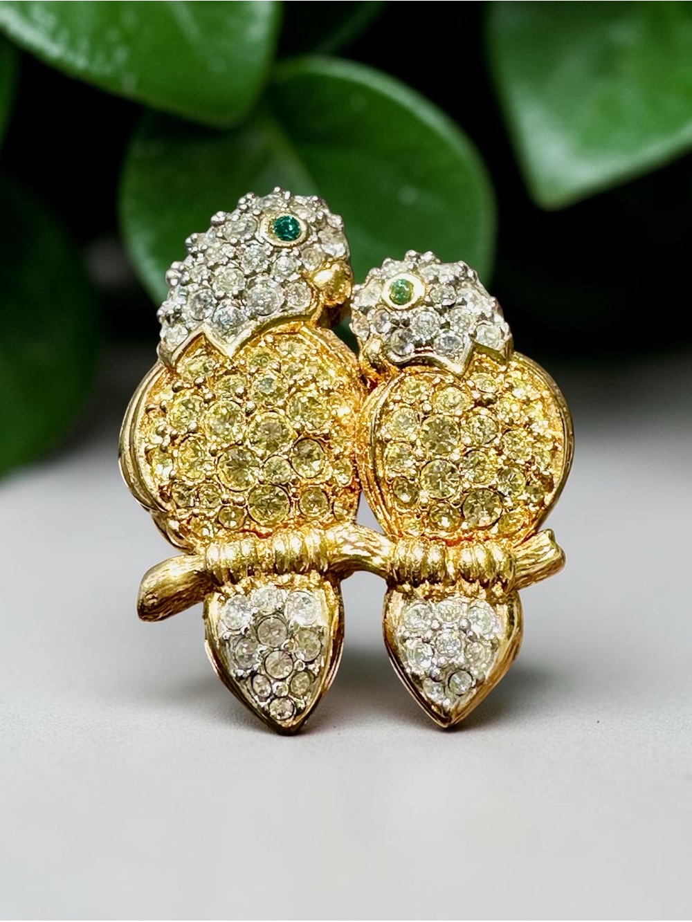 SWAROVSKI Crystals Love Birds Pave Rhinestones Gold Crystal
